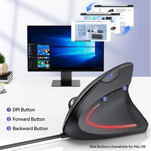 Souris Ergonomique Verticale Sans Fil – Protection Anti-Douleur Poignet & Bras