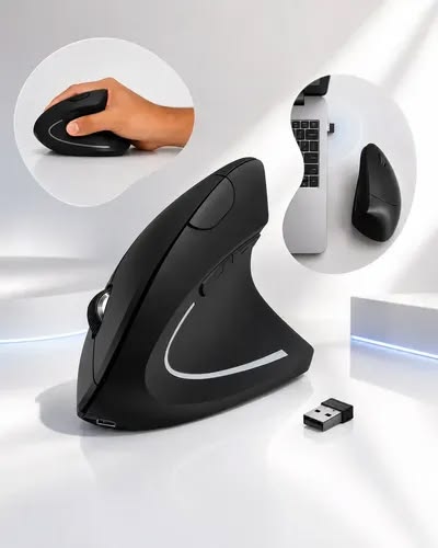 Souris Ergonomique Verticale Sans Fil – Protection Anti-Douleur Poignet & Bras