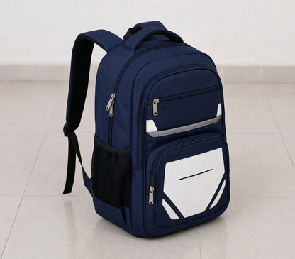 Sac à Dos Scolaire Bleu Marine – Grand Format & Sécurité Réfléchissante
