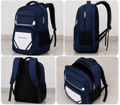 Sac à Dos Scolaire Bleu Marine – Grand Format & Sécurité Réfléchissante